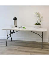 Elama 6 Foot Plastic Folding Table in White