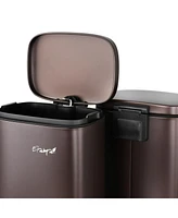 Elama 3 Piece 30 Liter and 5 Liter Stainless Steel Step Trash Bin Combo Set with Slow Close Mechanism in Matte Bronze