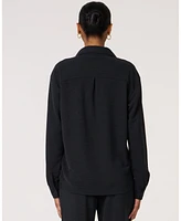 Rebody Active Women's Retreat Waffle Button Down Shirt For Women