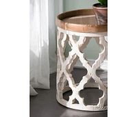 23" Large Distressed White Side Table