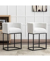 Streamdale Furniture Set of 2 Modern 27.5" Counter Height Bar Stools with Arms