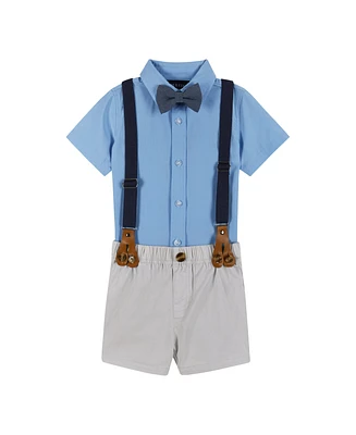 Andy & Evan Baby Boys Blue Four Piece Suspender Set