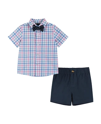 Andy & Evan Baby Boys White Plaid Three Piece Buttondown Set