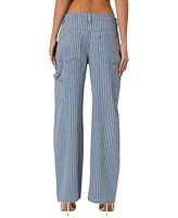 Edikted Women's Striped Carpenter Jeans