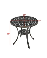 Mondawe Patio Table Round Outdoor Coffee Table with Umbrella Hole