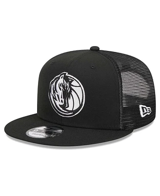 New Era Men's Black Dallas Mavericks Evergreen 9FIFTY Trucker Snapback Hat
