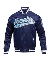 Pro Standard Men's Navy Memphis Grizzlies Script Tail Full-Snap Satin Varsity Jacket