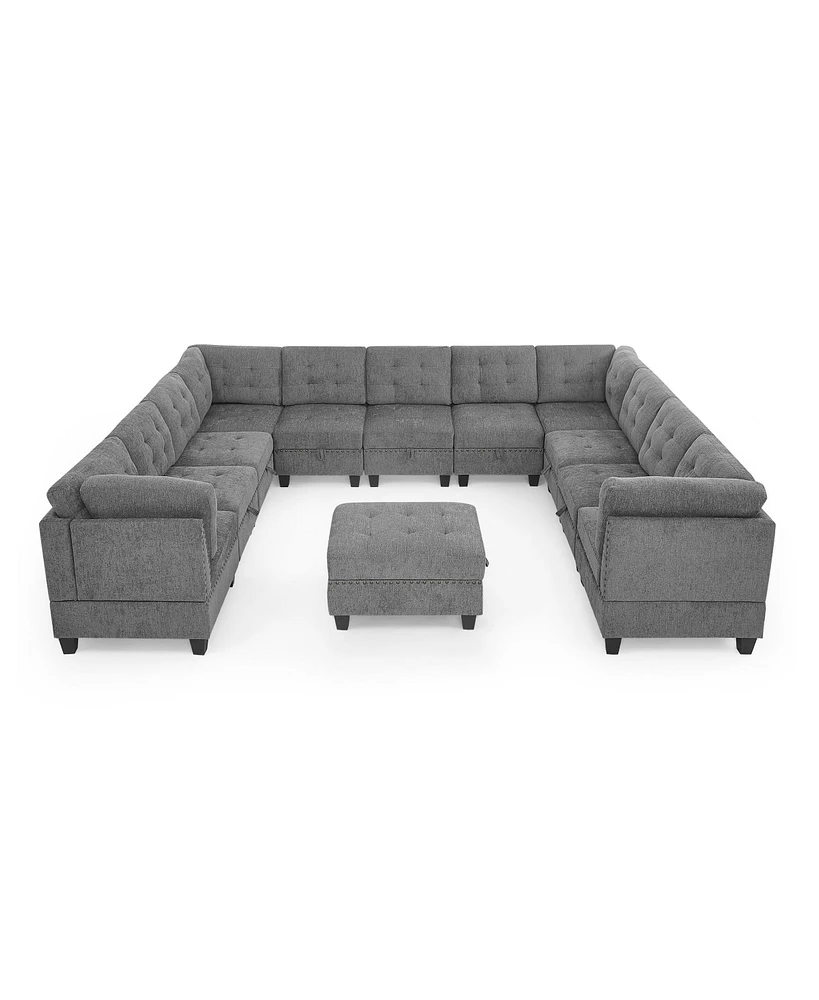 Streamdale Furniture Modular U-Shape Sectional Sofa Set in Grey