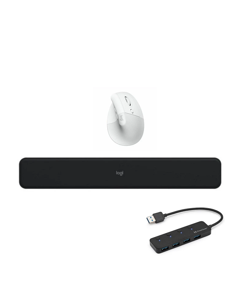 Logitech Lift Vertical Wireless Ergonomic Mouse with Mx Palm Rest and Usb Hub