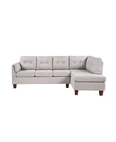 Simplie Fun Dalia Light Gray Linen Modern Sectional Sofa With Right Facing Chaise