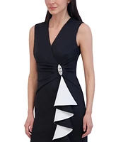 Jessica Howard Women's Embellished Ruffled Sheath Dress