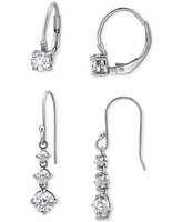 Giani Bernini 2-Pc. Set Cubic Zirconia Leverback & Dangle Drop Earrings in Sterling Silver, Created for Macy's