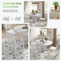 Rustic 5-Piece Dining Set with Extendable Table & Cross Back Chairs