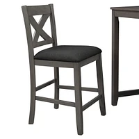 5 Pieces Counter Height Rustic Farmhouse Dining Room Wooden Bar Table Set With 4 Chairs