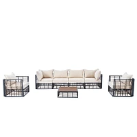 Streamdale Furniture Modern Minimalist 7-Piece Patio Sectional Set