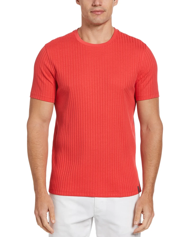 Perry Ellis Men's Ribbed Crewneck Short Sleeve T-Shirt