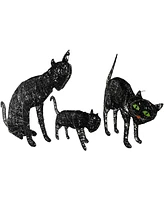 Northlight Set of 3 Led Lighted Black Cat Family Outdoor Halloween Decorations 27.5"