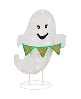Northlight 25" Lighted Led White Ghost with "Boo" Banner Halloween Yard Decoration