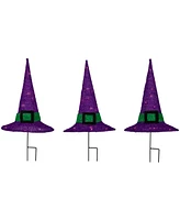 Northlight 14" Led Lighted Purple Witches Hat Outdoor Halloween Pathway Markers