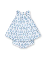 Hope & Henry Baby Girls Layette Baby Organic Ruffle Collar Dress and Bloomer Set