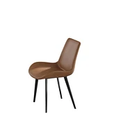 Simplie Fun Modern Dining Chair Living Room Black Metal Leg Dining Chair-Brown-4 Pieces/Ctn