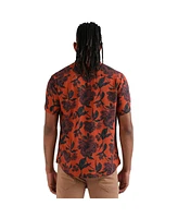 Campus Sutra Men's EcoLiva Burnt Orange Floral Bloom Shirt