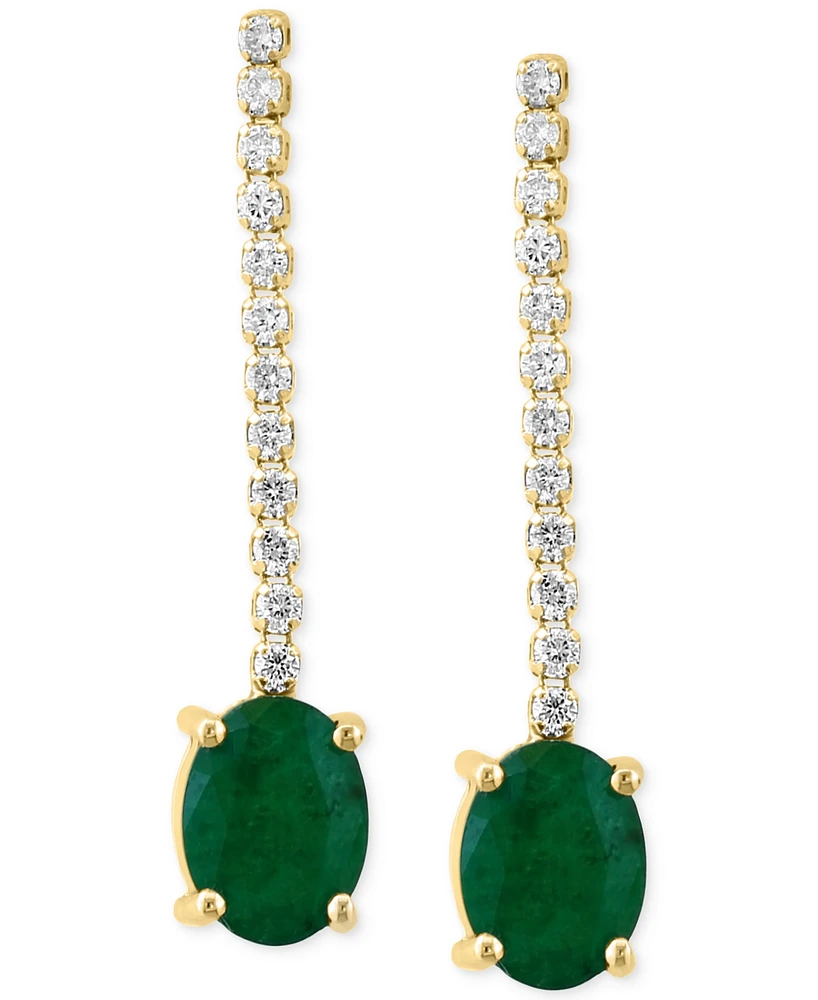 Effy Emerald (2-1/4 ct. t.w.) & Diamond (1/3 ct. t.w.) Chain Drop Earrings in 14k Gold