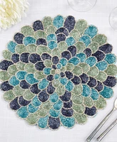 Saro Lifestyle Peacock Glamour Beaded Placemat Set of 4,14"x14"