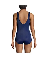 Lands' End Women's Scoop Neck Tugless Sporty One Piece Swimsuit