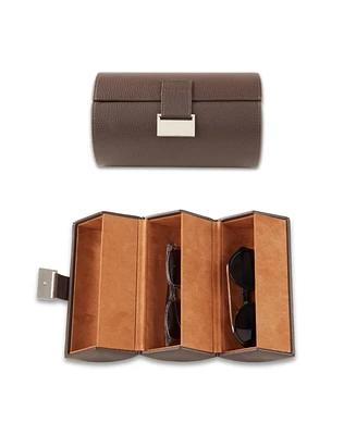 Bey-Berk Genuine Leather Three Sunglass Storage