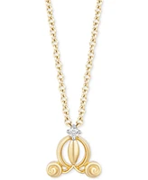 Diamond Accent Cinderella Carriage Pendant Necklace in Gold-Plated Sterling Silver, 16" + 2" extender - Gold