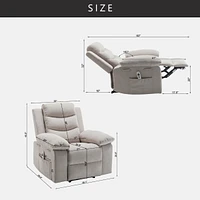 Gray Fabric Power Recliner Chair with Massage and Heating