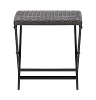 vidaXL Folding Stool Poly Rattan Brown