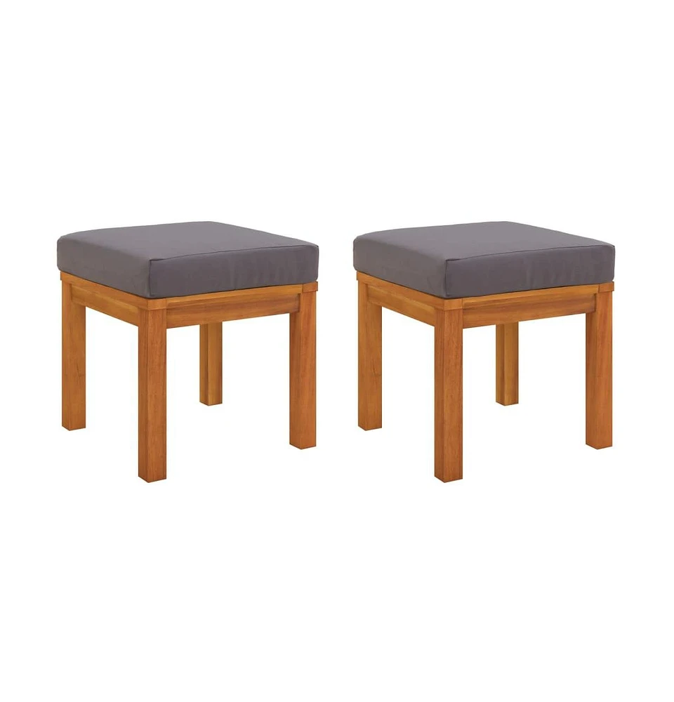 vidaXL Patio Stools with Cushions 2 pcs 15.7"x15.7"x16.5" Solid Wood Acacia