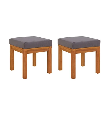 vidaXL Patio Stools with Cushions 2 pcs 15.7"x15.7"x16.5" Solid Wood Acacia