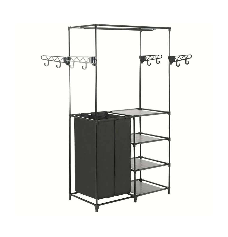 vidaXL Clothes Rack Steel and Non-woven Fabric 34.3"x17.3"x62.2" Black