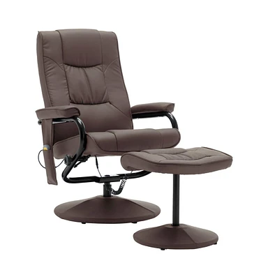 vidaXL Massage Recliner with Ottoman Faux Leather