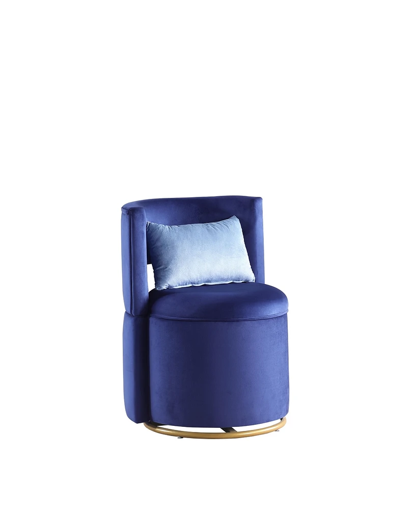 Simplie Fun Velvet Swivel Chair with Storage and Gold Base