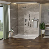 12" Rain Shower Head Systems With Waterfall Tub Spout, Matte, Ceiling Mounted Shower