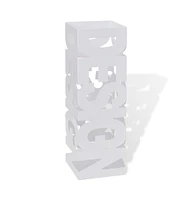 vidaXL White Square Umbrella Stand Storage Holder Walking Stick Steel 19.1
