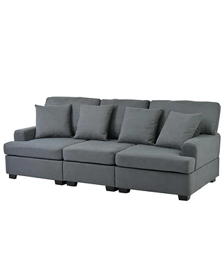 Simplie Fun 3 Seat Sofa With Removable Back And Seat Cushions And 4 Comfortable Pillows