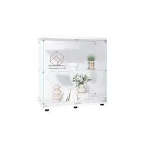 Glass Display Cabinet, 2 Shelves, Floor Standing, 33.35" X 31.69" X 14.37"