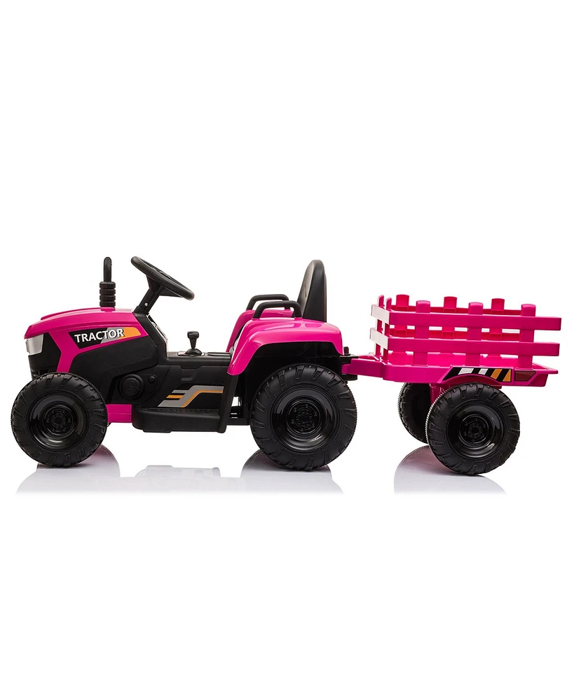 Simplie Fun Battery-Powered Kids Ride On Tractor with Trailer