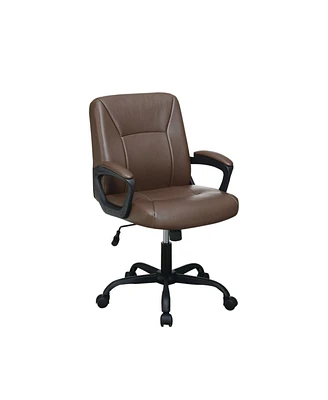 Simplie Fun Adjustable Height Office Chair With Padded Armrests, Brown