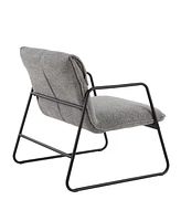 Simplie Fun Casper Industrial Arm Chair In Black Steel And Grey Noise Fabric