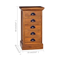 vidaXL 5-Drawer Cabinet 13.8"x11.8"x23.6" Solid Teak Wood