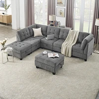 Streamdale Furniture Modular L-Shaped Sectional Sofa Set, Grey Chenille