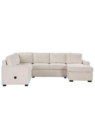 Simplie Fun Sleeper Sofa with Lounge Chair, Usb & Type-c Interfaces