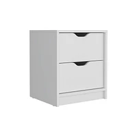 Simplie Fun Basilea 2 Drawers Nightstand, Pull Out System - White