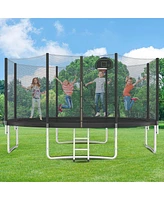 Streamdale Furniture Kids Trampoline with Safety Enclosure and Basketball Hoop